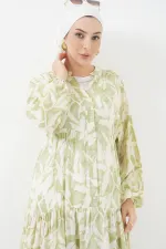 Robe hijab à motifs authentiques 2423 - Vert clair