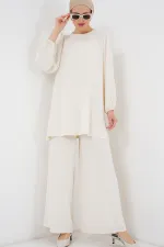 Ayrobin Tunik Pantolon Alt Üst Takım 6712 - Ekru