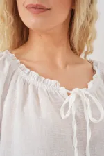 Chemisier à volants pour femme 959 - Blanc