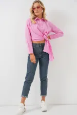 Chemise à manches longues nouée pour femme 20325 - Rose