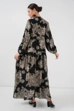 Robe hijab à motifs authentiques 2423 - Noir 7
