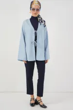 Keten Tesettür Kimono 5968 - Mavi