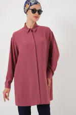 Kadın Uzun Gömlek Tunik 5945 - Gül Kurusu