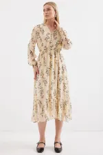 Robe en mousseline à motifs Bigdart 2137 - Crème