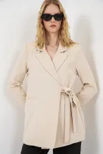 Women's Side-Tie Blazer Jacket 0750 - Beige