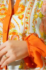 Robe hijab authentique à motifs 2423 - Jaune