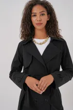 5938 Double-Breasted Trench Coat - Black