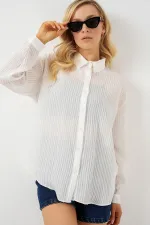 Chemise longue oversize pour femme 20320 - Blanc