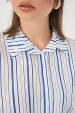Women's Striped Short Sleeve Shirt 20345 - Blue