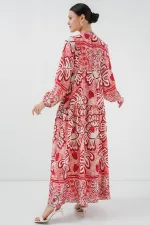 Robe hijab à motifs authentiques 2423 - Rouge N.
