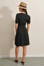 2370 Belted Knitted Dress - Black