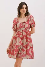 Robe évasée en popeline 2351 - Fuchsia clair