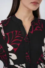 Kadın Desenli Uzun Tesettür Elbise 2585 - Z.Siyah