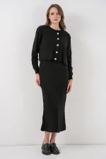Women's Cardigan Dress Knitwear Two Piece Set 15960 - Black