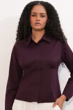 Chemise en popeline coupe ajustée 20231 - Prune