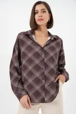 Chemise oversize à motifs pour femme 20372 - Marron