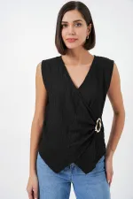 Chemisier tricoté sans manches pour femme 988 - Noir