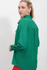 Chemise à manches longues à volants 20223 - Vert émeraude