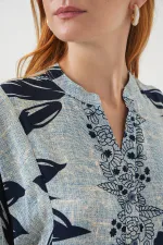 Robe longue hijab à motifs pour femme 2585 - Bleu - Bleu marine