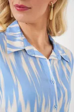 T-shirt court à manches courtes à motifs pour femme 20337 - Bleu