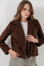 Veste en cachemire pour femme 0725 - Marron