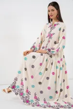 Robe longue hijab à motifs pour femme 2585 - C. Fuchsia