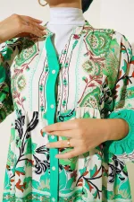 Robe hijab à motifs authentiques 2423 - Verte