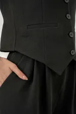 Women's Vest and Trousers Two-Piece Set 30091 - Black