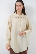Fırfırlı Uzun Gömlek Tunik 5952 - Ekru