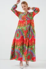 Robe hijab à motifs authentiques 2423 - L. Rouge