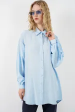 Women's Textured Oversize Tunic 5989 - Blue Women's Textured Oversize Tunic 5989 - Blue