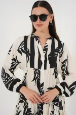 Robe hijab authentique à motifs 2423 - Blanc clair