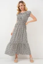 Robe femme à col froncé 2544 - Noire