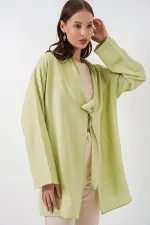 Kadın Salaş Bağcıklı Kimono 5981 - E.Yeşil