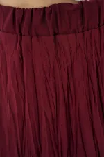 Kadın Uzun Kırışık Etek 8042 - Bordo
