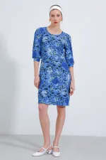 Robe midi à motif rose saxonne pour femme 2477