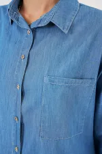 Chemise en jean oversize pour femme 20280 - Bleu