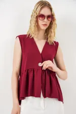 Women's Button-Down Sleeveless Blouse 994 - Burgundy