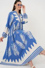 Robe hijab à motifs authentiques 2423 - H. Indigo