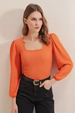 Chemisier à manches longues 0442 - Orange