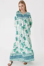 1947 Desenli Uzun Elbise - E.Yeşil