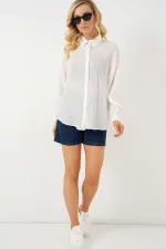 Chemise longue oversize pour femme 20320 - Blanc
