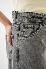 Kadın Yüksek Bel Kot Pantolon 30081 - Antrasit