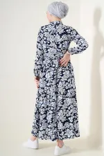 Robe hijab à col juge 2144 - Bleu marine