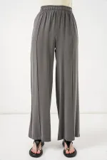 Women's Wide Leg Trousers with Elastic Waistband 30087 - Anthracite Women's Wide Leg Trousers with Elastic Waistband 30087 - Anthracite