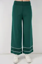 Kadın Çizgili Oversize Triko İkili Takım 15957 - Zümrüt Yeşili