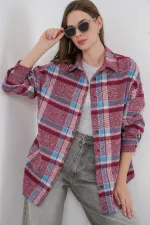 Chemise de bûcheron oversize à carreaux pour femme 3854 Violet