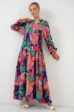 2423 Authentic Patterned Hijab Dress - A.Pudra