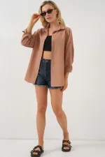 Chemise basique longue oversize 3900 - Camel