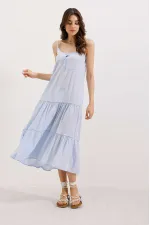 Robe midi à bretelles 2403 - Bleue